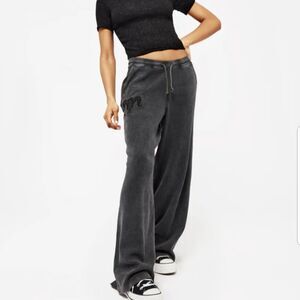 NWT Disturbia Ariel Wide Leg Embroidered Sweat Jogger Pant